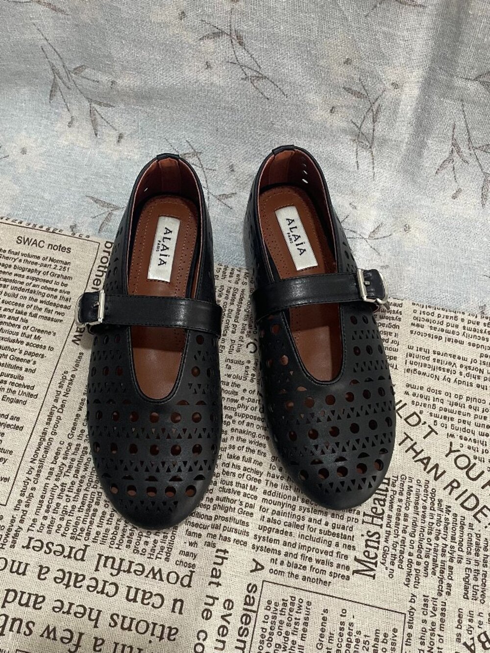 Alaia Black Cut Out Mary Jane Ballerina Flats